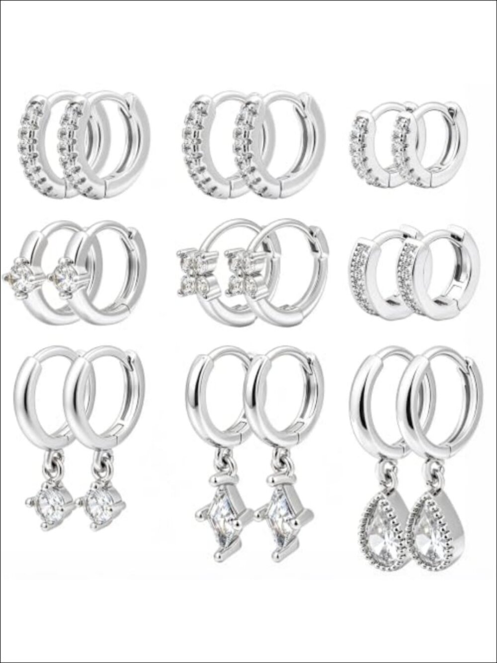 9 Pairs Gold Plated Chunky Hoop Earrings Set Hypoallergenic Lightweight Huggie